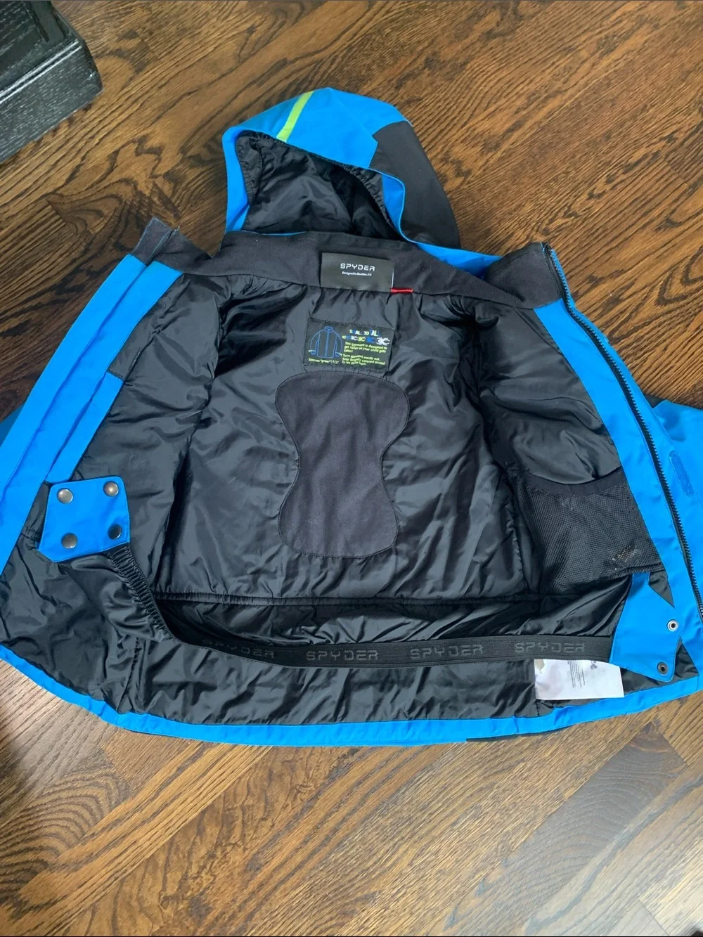 Spyder Boys Blue, Black & Lime Green Winter Ski Jacket - Boys Size 6